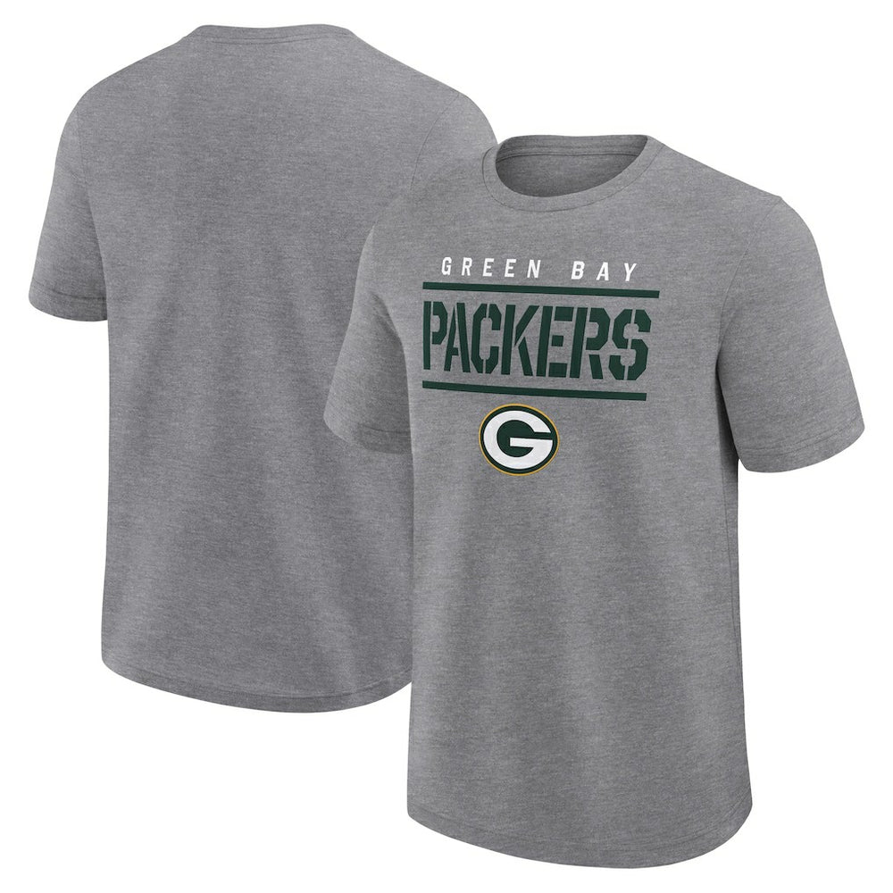 Green Bay Packers Logo Athletic Top Notch T-Shirt Heather Gray - NFL