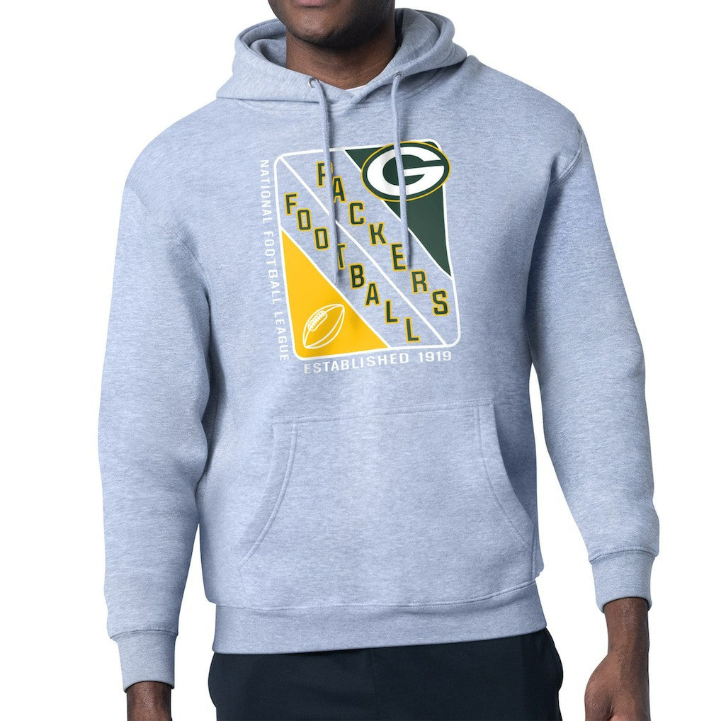 Green Bay Packers Starter Shield Logo Pullover Hoodie Heather Gray - NFL