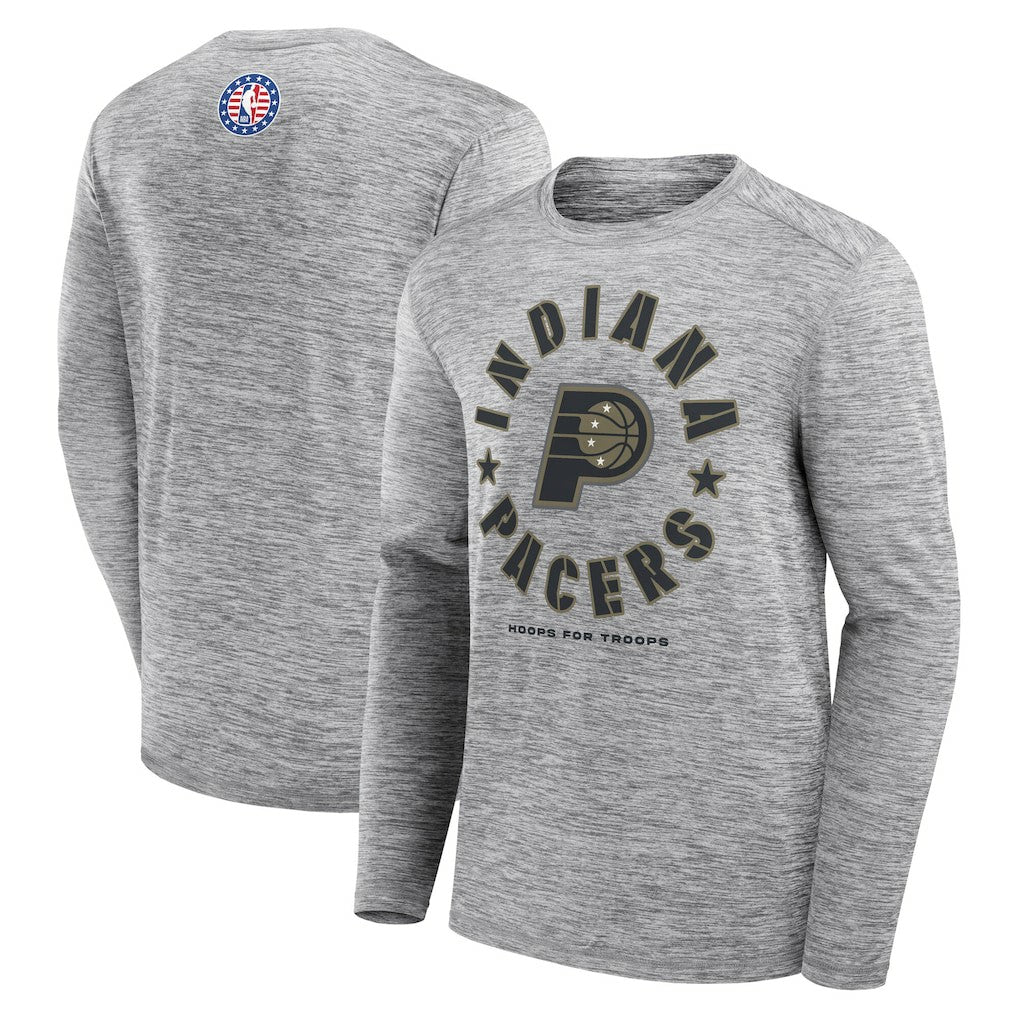 Fanatics - Indiana Pacers NBA Hoops for Troops Long Sleeve T-Shirt - Heather Gray