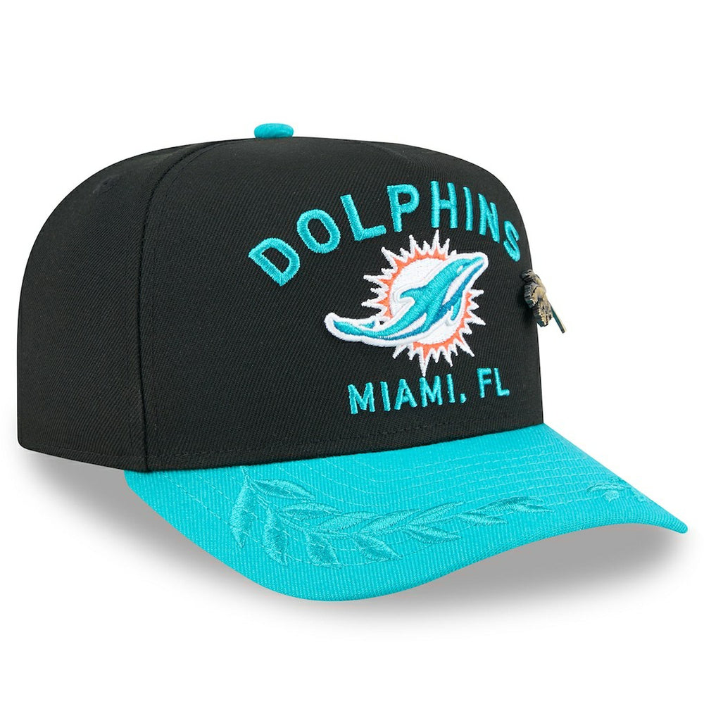 Miami Dolphins New Era 2025 NFL Draft On Stage A-Frame 59FIFTY Fitted Hat Black/Aqua - NFL