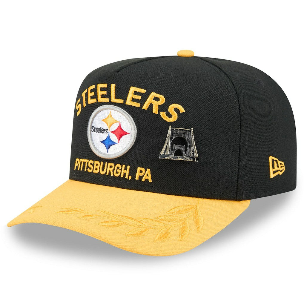 Pittsburgh Steelers New Era 2025 NFL Draft On Stage A-Frame 59FIFTY Fitted Hat Black/Gold - NFL