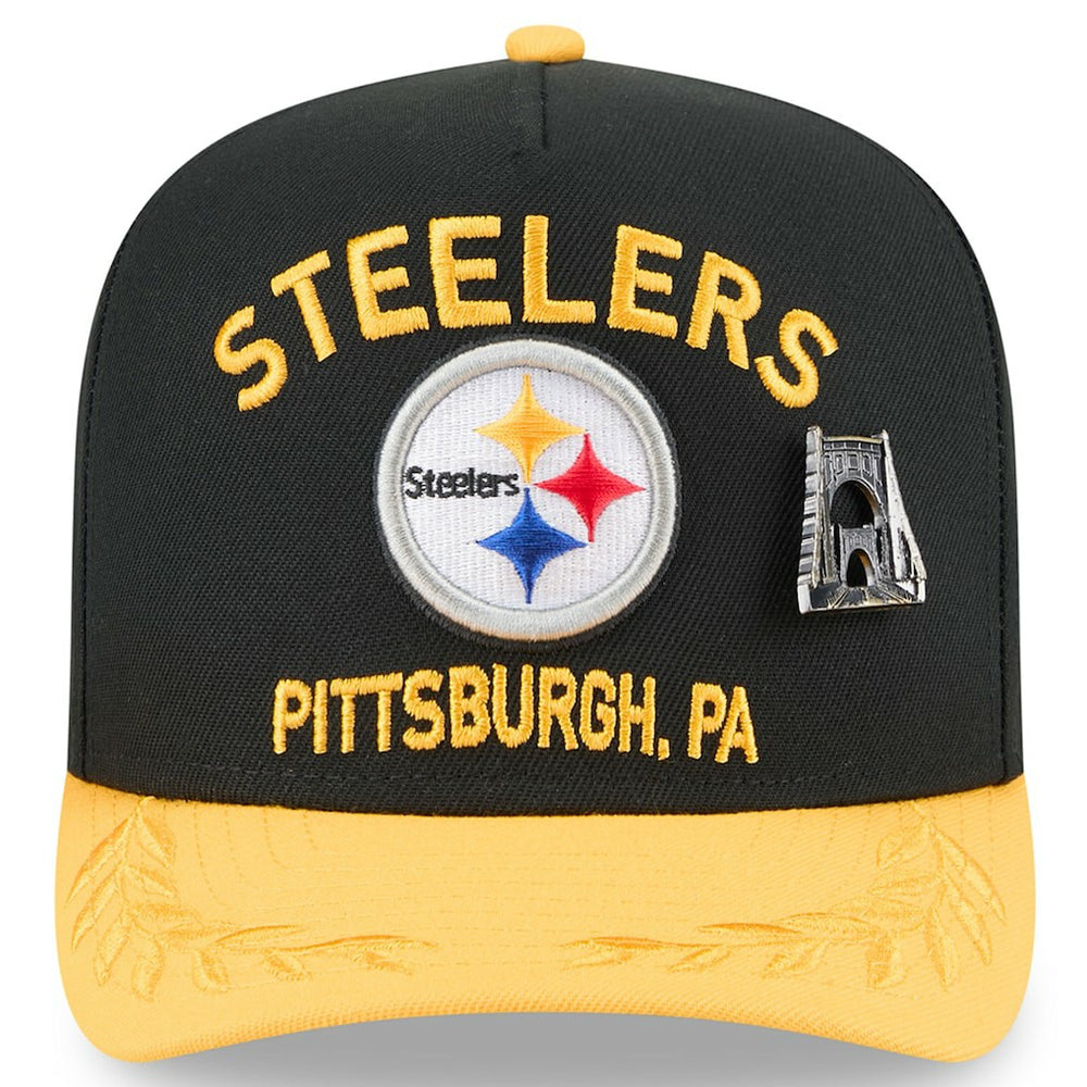 Pittsburgh Steelers New Era 2025 NFL Draft On Stage A-Frame 59FIFTY Fitted Hat Black/Gold - NFL