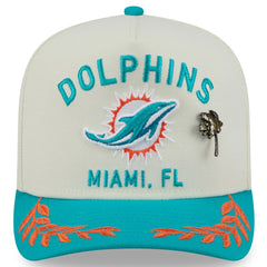 Miami Dolphins New Era 2025 NFL Draft A-Frame 59FIFTY Fitted Hat Cream/Aqua - NFL