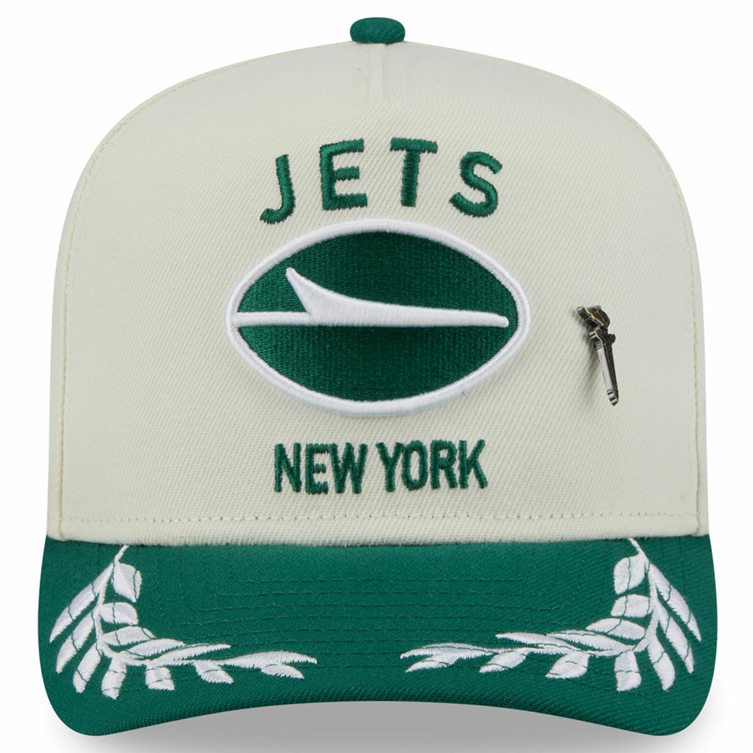 New York Jets New Era 2025 NFL Draft A-Frame 59FIFTY Fitted Hat Cream/Green - NFL