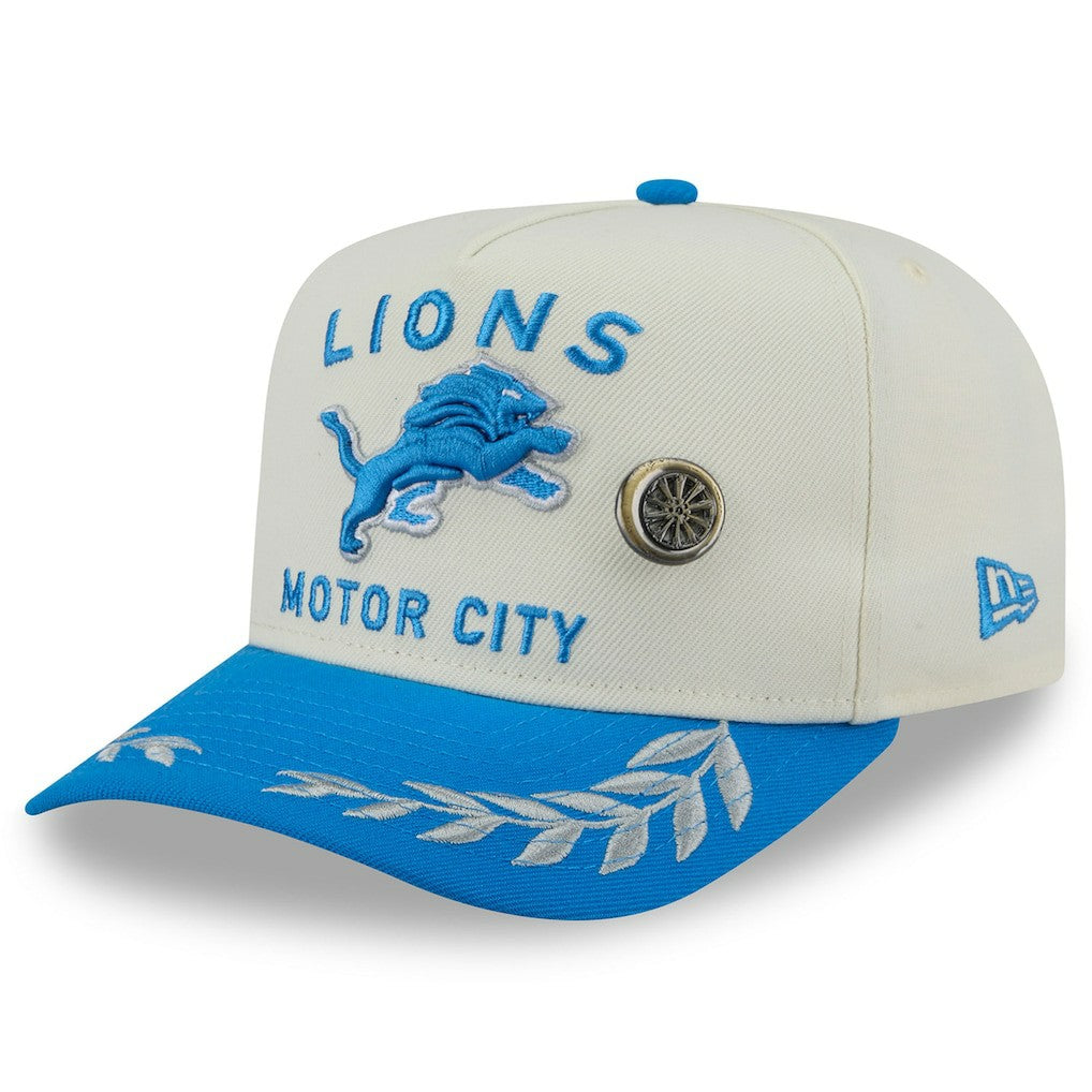 Detroit Lions New Era 2025 NFL Draft A-Frame 59FIFTY Fitted Hat Cream/Blue - NFL