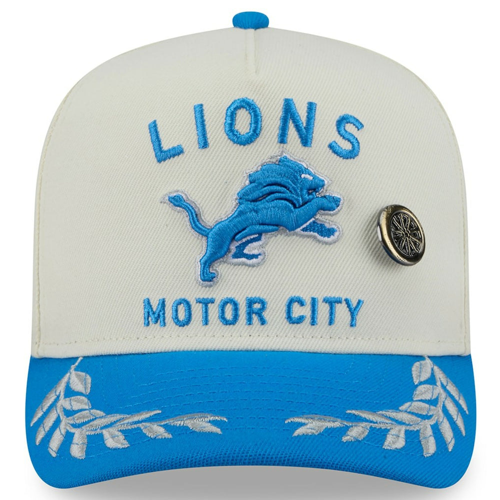 Detroit Lions New Era 2025 NFL Draft A-Frame 59FIFTY Fitted Hat Cream/Blue - NFL