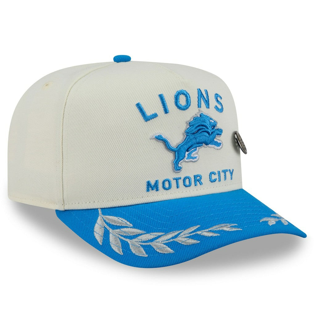 Detroit Lions New Era 2025 NFL Draft A-Frame 59FIFTY Fitted Hat Cream/Blue - NFL