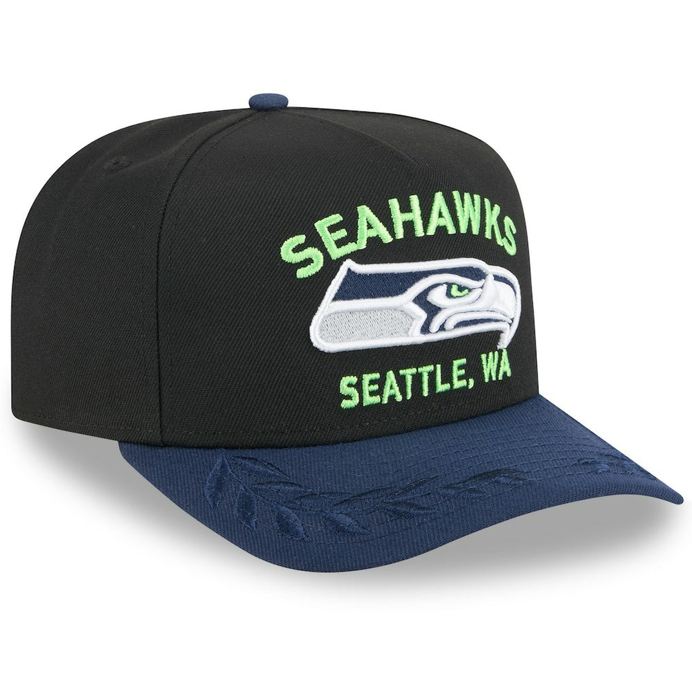 Seattle Seahawks New Era 2025 NFL Draft A-Frame 9FIFTY Snapback Hat Black/College Navy - NFL