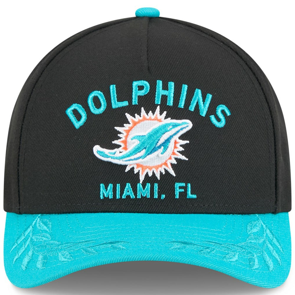 Miami Dolphins New Era 2025 NFL Draft 9FORTY A-Frame M-Crown Adjustable Hat Black/Aqua - NFL