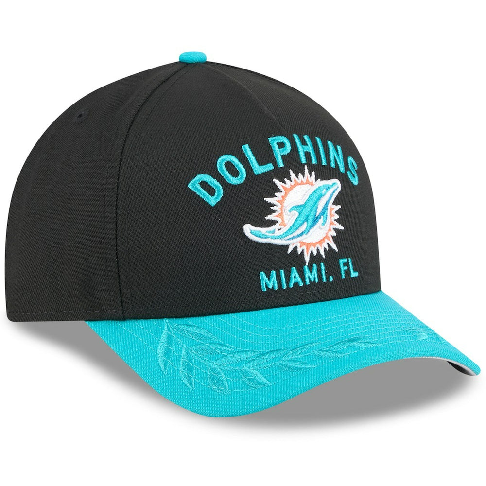 Miami Dolphins New Era 2025 NFL Draft 9FORTY A-Frame M-Crown Adjustable Hat Black/Aqua - NFL