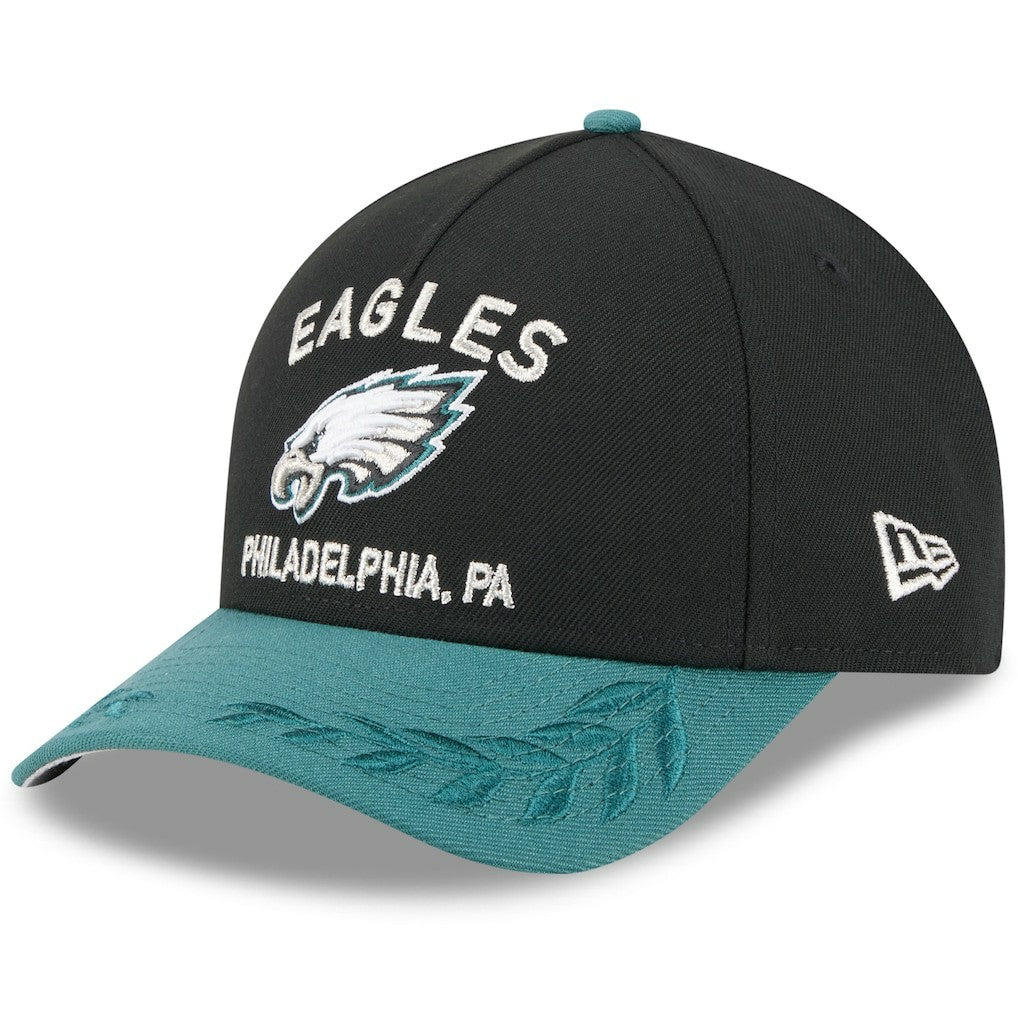 Philadelphia Eagles New Era 2025 NFL Draft 9FORTY A-Frame M-Crown Adjustable Hat Black/Midnight Green - NFL