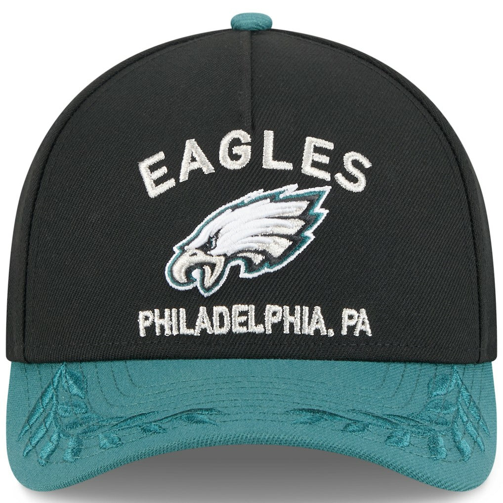 Philadelphia Eagles New Era 2025 NFL Draft 9FORTY A-Frame M-Crown Adjustable Hat Black/Midnight Green - NFL