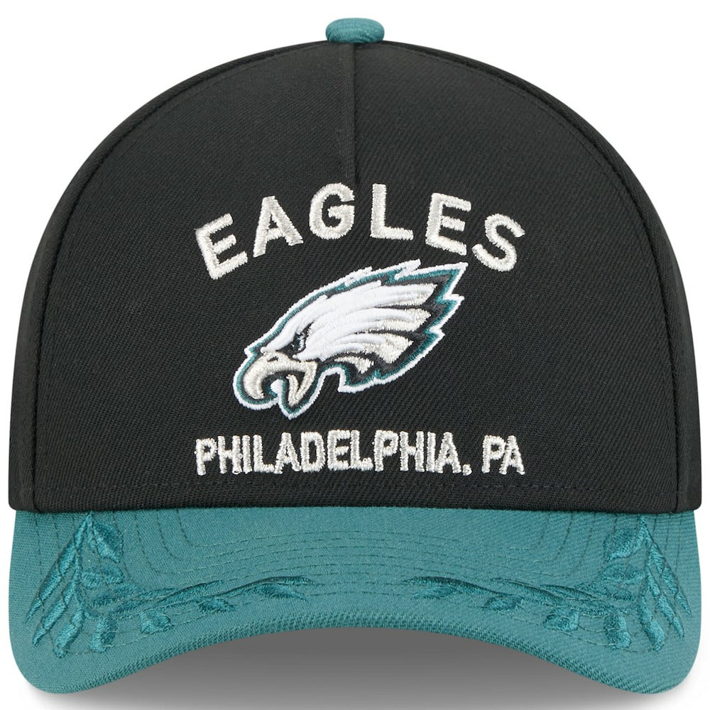 Philadelphia Eagles New Era 2025 NFL Draft 9FORTY A-Frame M-Crown Adjustable Hat Black/Midnight Green - NFL