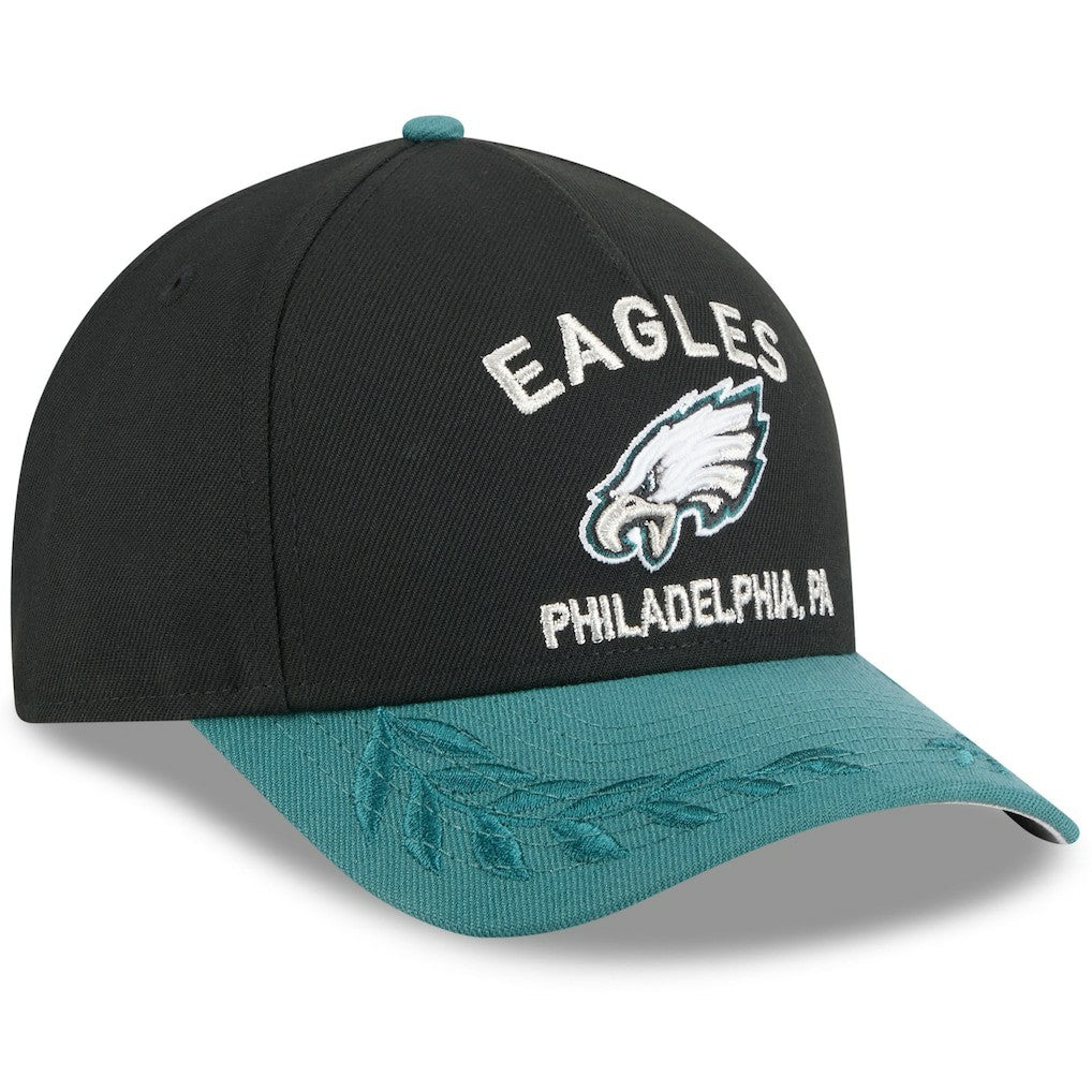 Philadelphia Eagles New Era 2025 NFL Draft 9FORTY A-Frame M-Crown Adjustable Hat Black/Midnight Green - NFL