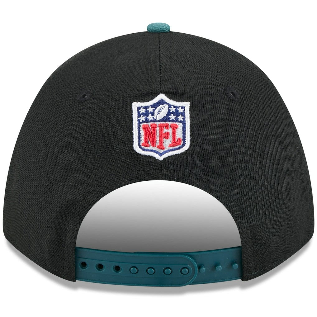 Philadelphia Eagles New Era 2025 NFL Draft 9FORTY A-Frame M-Crown Adjustable Hat Black/Midnight Green - NFL