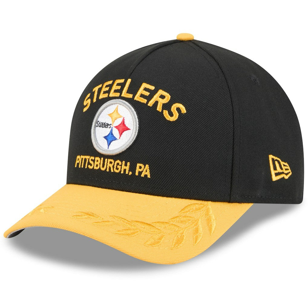 Pittsburgh Steelers New Era 2025 NFL Draft 9FORTY A-Frame M-Crown Adjustable Hat Black/Gold - NFL