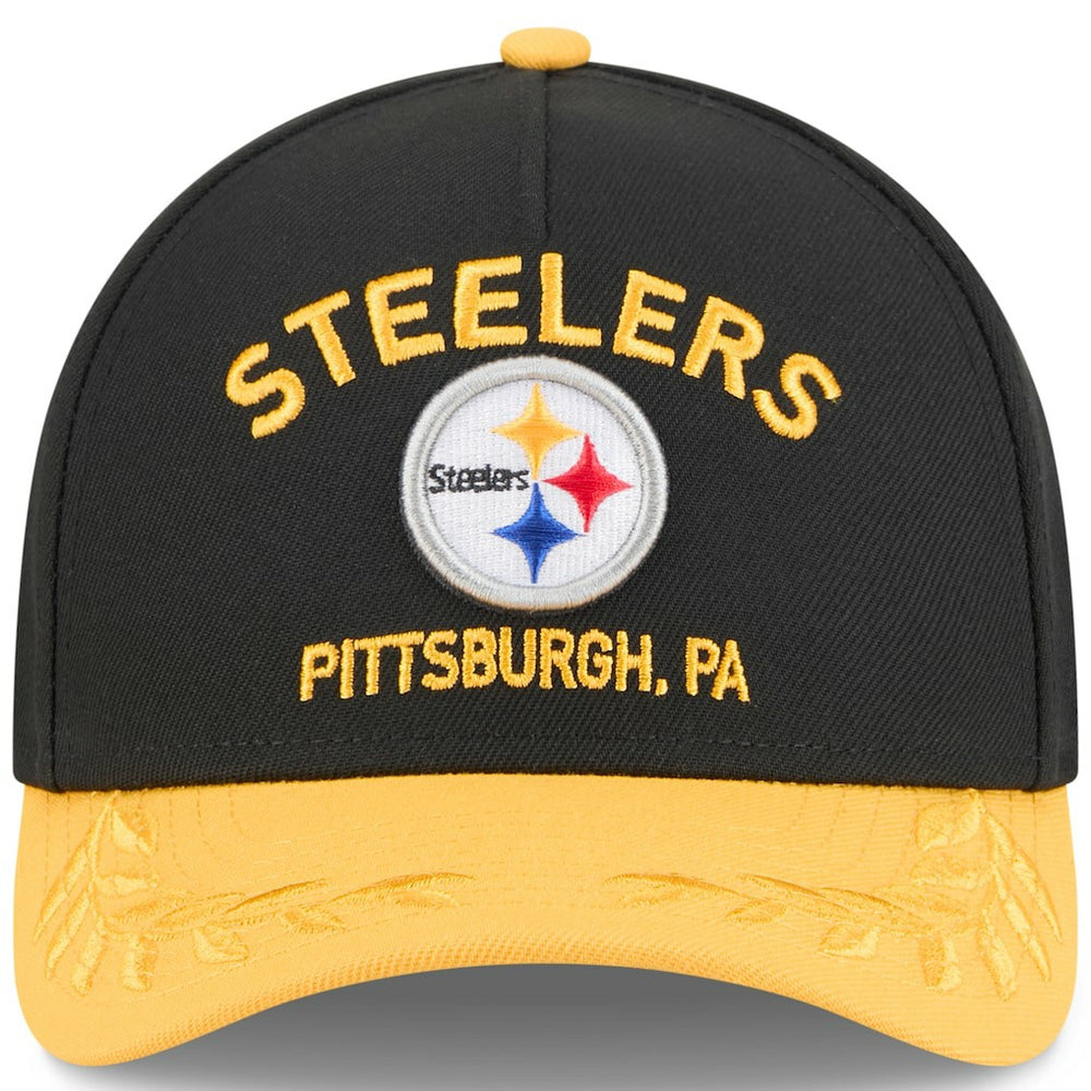 Pittsburgh Steelers New Era 2025 NFL Draft 9FORTY A-Frame M-Crown Adjustable Hat Black/Gold - NFL