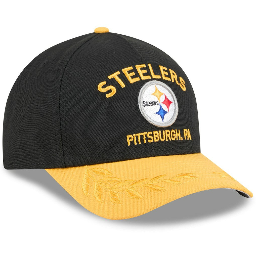Pittsburgh Steelers New Era 2025 NFL Draft 9FORTY A-Frame M-Crown Adjustable Hat Black/Gold - NFL