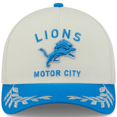 Detroit Lions New Era 2025 NFL Draft 9FORTY A-Frame M-Crown Adjustable Hat Cream/Blue - NFL