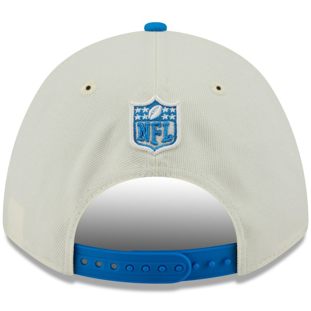 Detroit Lions New Era 2025 NFL Draft 9FORTY A-Frame M-Crown Adjustable Hat Cream/Blue - NFL
