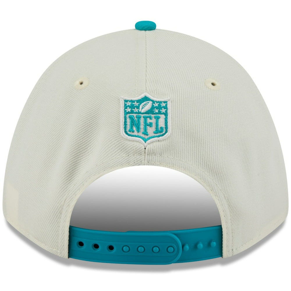 Miami Dolphins New Era 2025 NFL Draft 9FORTY A-Frame M-Crown Adjustable Hat Cream/Aqua - NFL