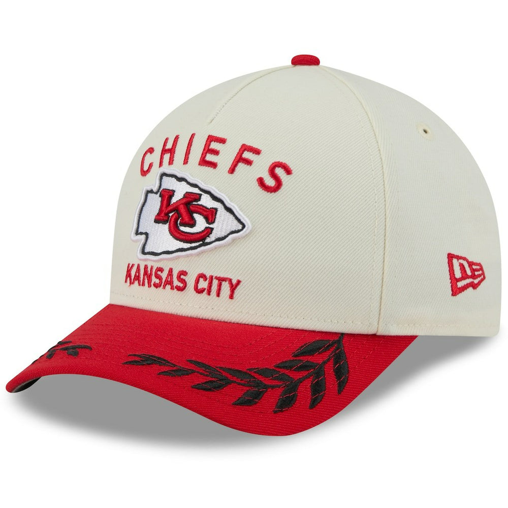 Kansas City Chiefs New Era 2025 NFL Draft 9FORTY A-Frame M-Crown Adjustable Hat Cream/Red - NFL