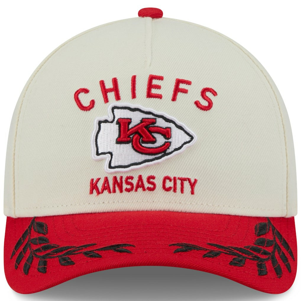Kansas City Chiefs New Era 2025 NFL Draft 9FORTY A-Frame M-Crown Adjustable Hat Cream/Red - NFL