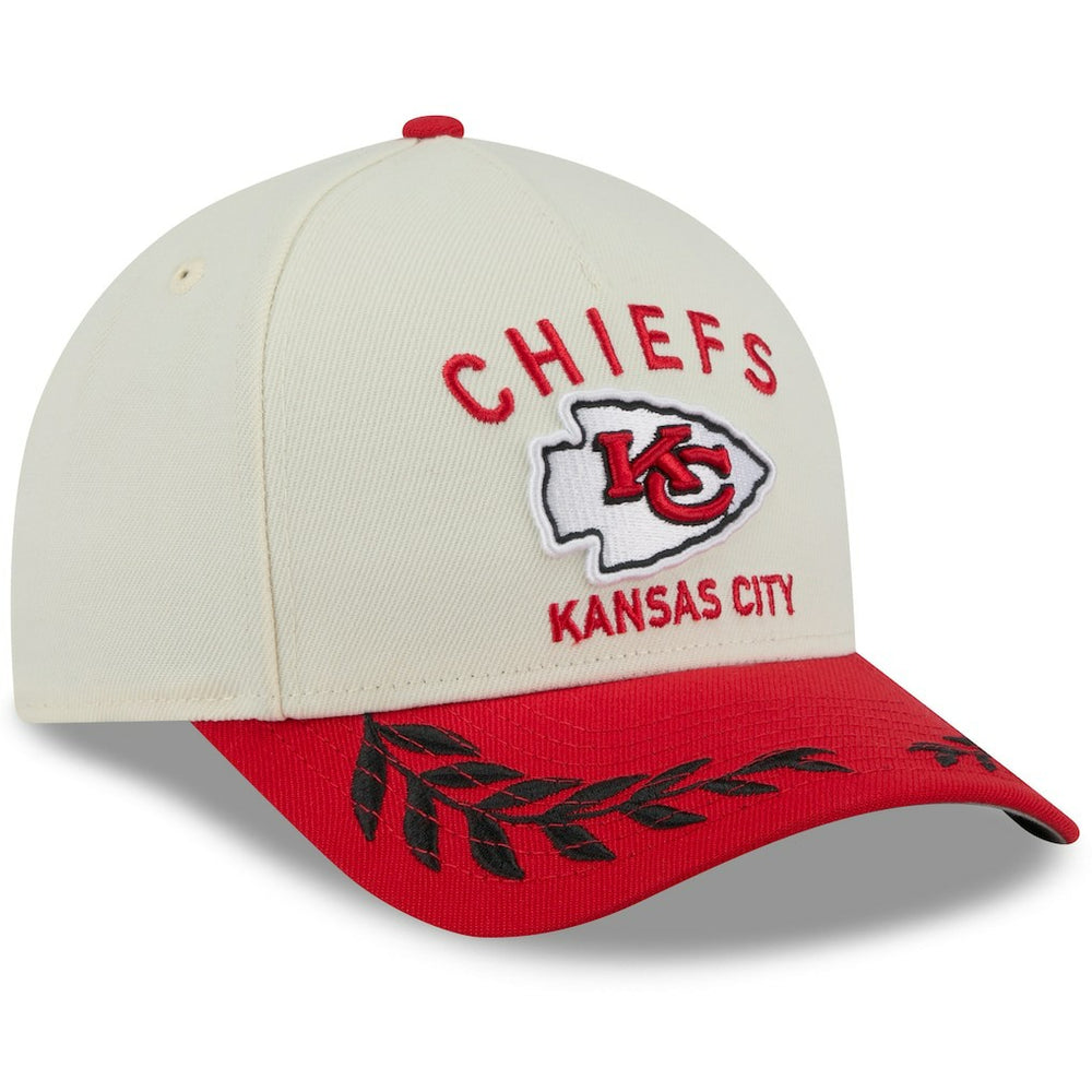 Kansas City Chiefs New Era 2025 NFL Draft 9FORTY A-Frame M-Crown Adjustable Hat Cream/Red - NFL