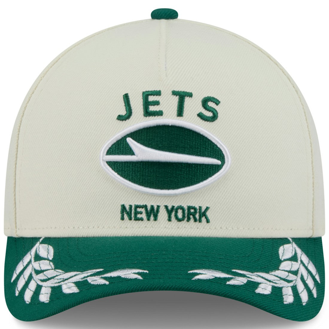 New York Jets New Era 2025 NFL Draft 9FORTY A-Frame M-Crown Adjustable Hat Cream/Green - NFL