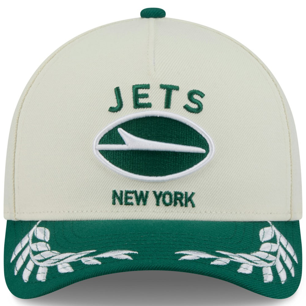 New York Jets New Era 2025 NFL Draft 9FORTY A-Frame M-Crown Adjustable Hat Cream/Green - NFL
