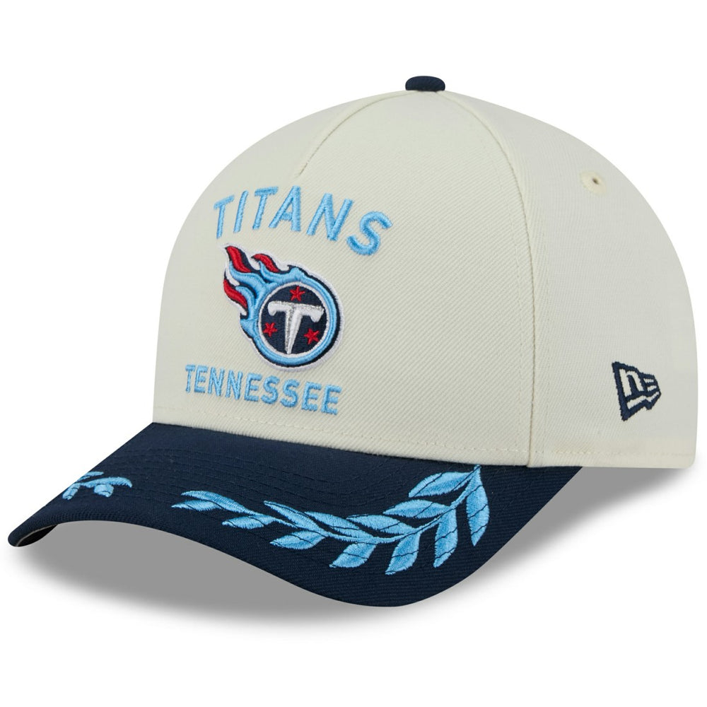 Tennessee Titans New Era 2025 NFL Draft 9FORTY A-Frame M-Crown Adjustable Hat Cream/Navy - NFL