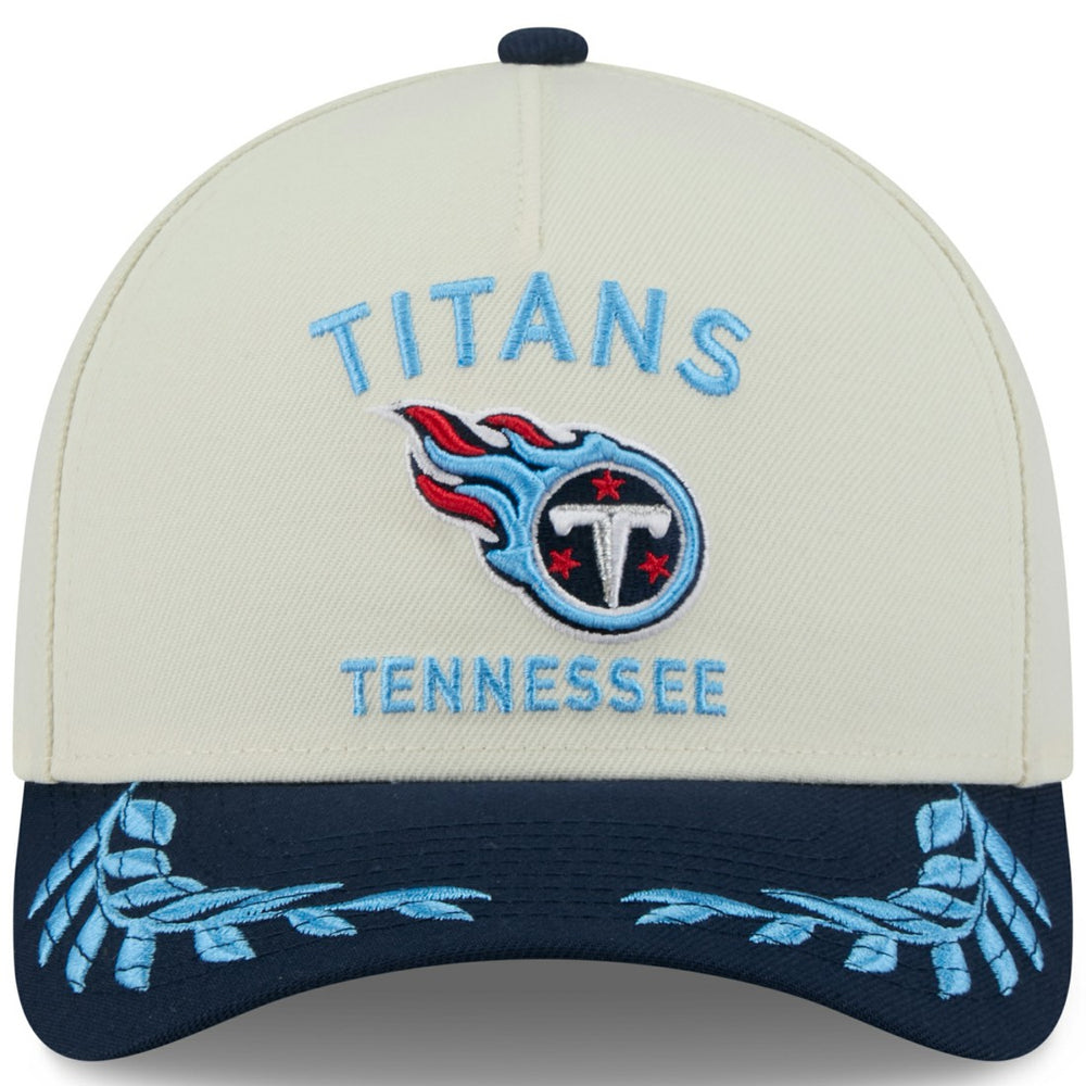 Tennessee Titans New Era 2025 NFL Draft 9FORTY A-Frame M-Crown Adjustable Hat Cream/Navy - NFL
