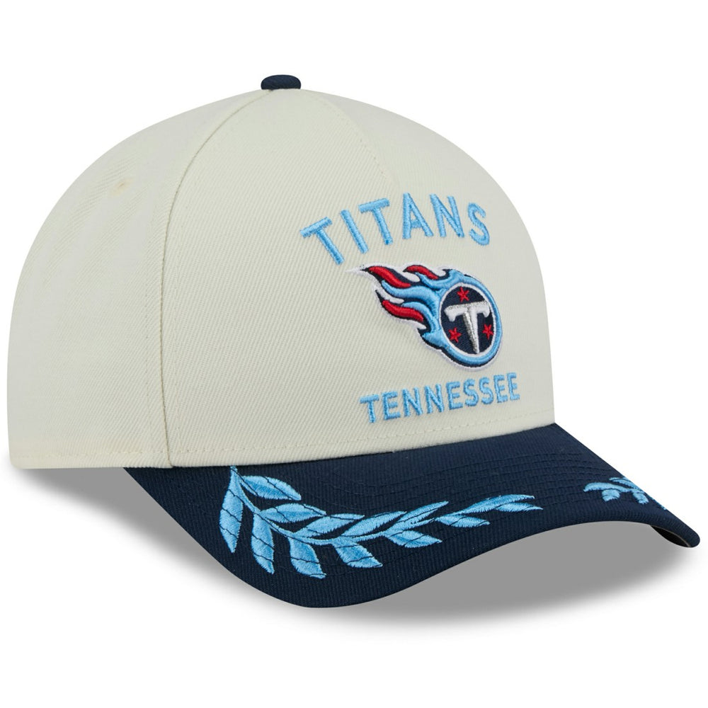 Tennessee Titans New Era 2025 NFL Draft 9FORTY A-Frame M-Crown Adjustable Hat Cream/Navy - NFL