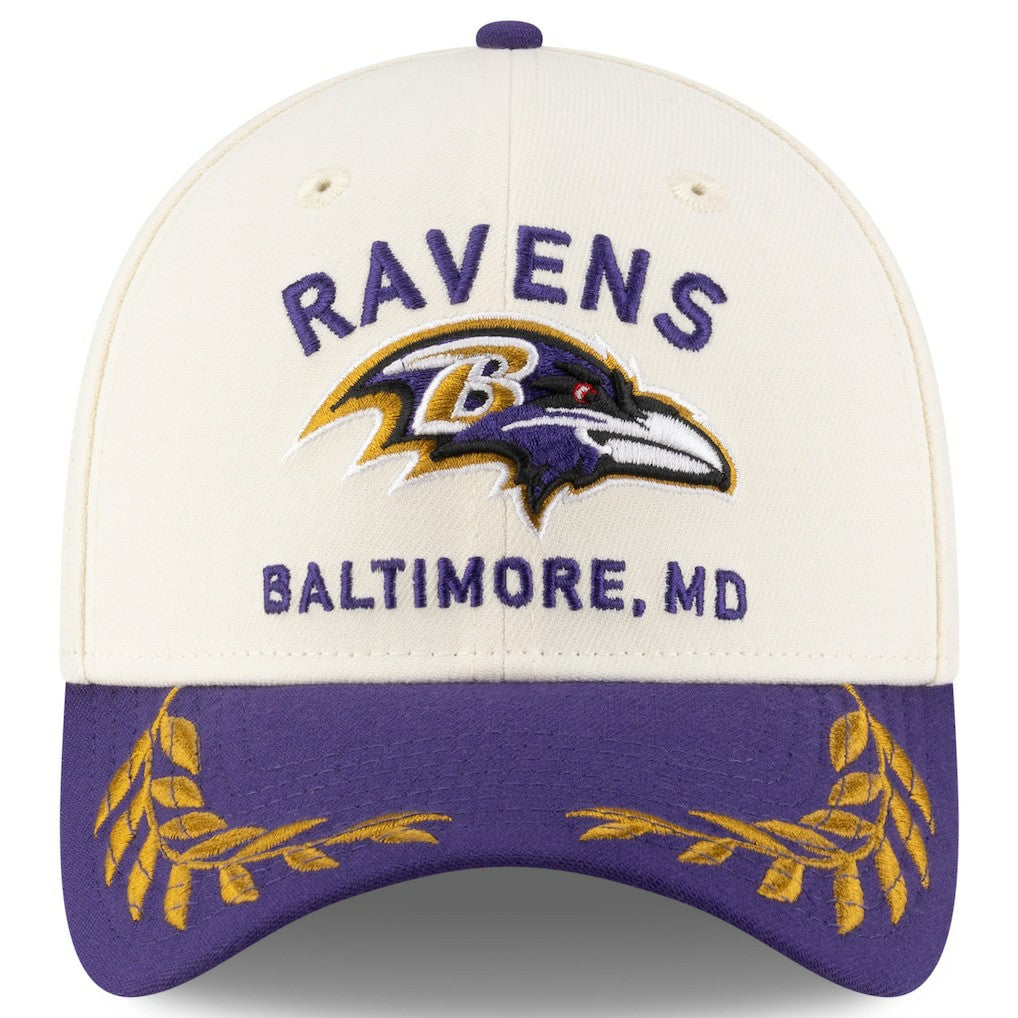Baltimore Ravens New Era 2025 NFL Draft 39THIRTY Flex Hat Cream/Purple - NFL