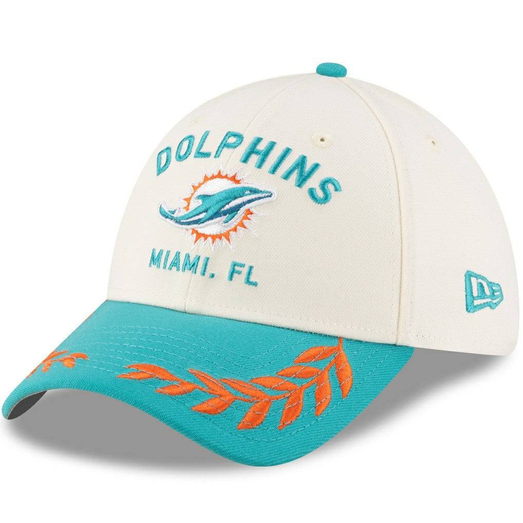 Miami Dolphins New Era 2025 NFL Draft 39THIRTY Flex Hat Cream/Aqua - NFL