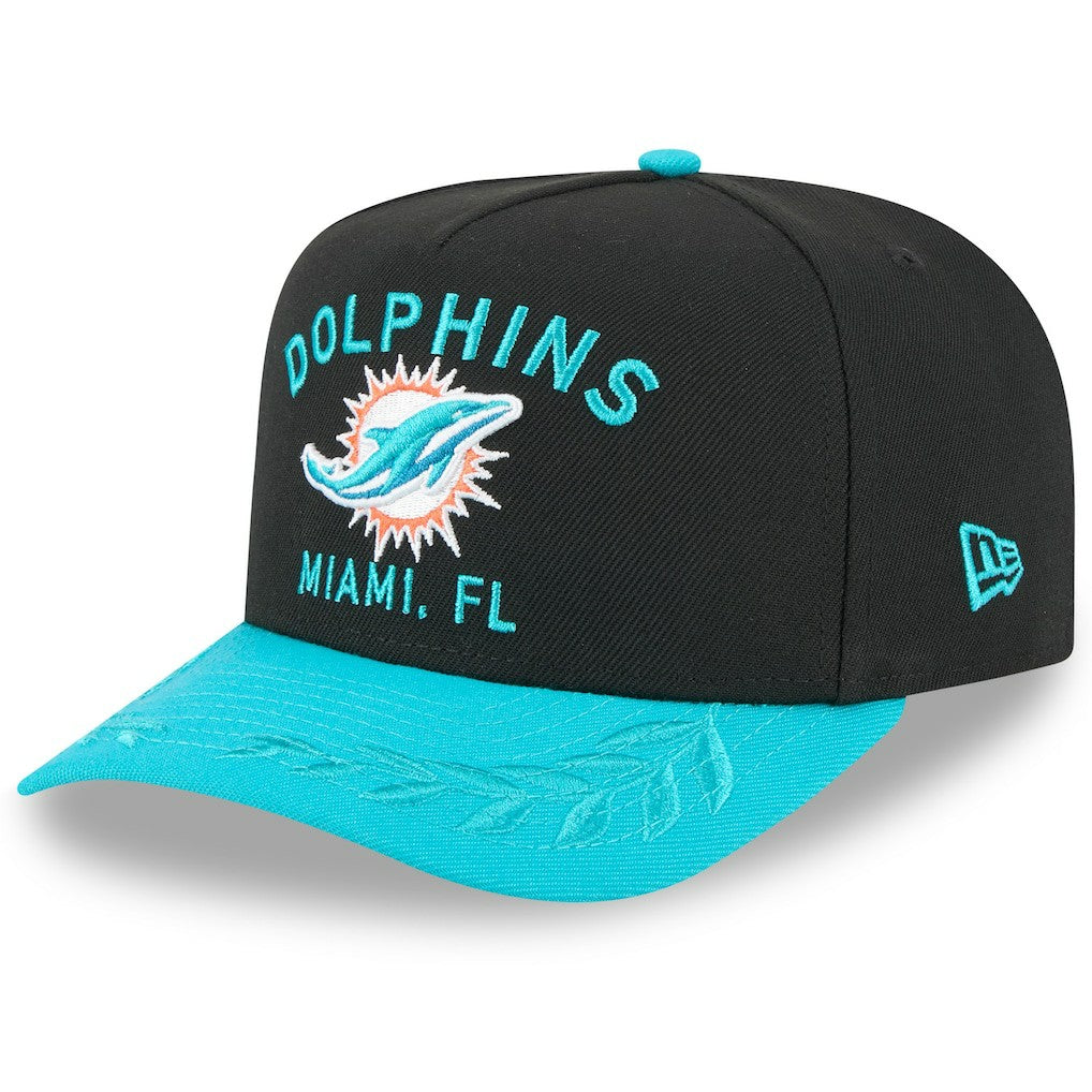 Miami Dolphins New Era Youth 2025 NFL Draft A-Frame 9FIFTY Snapback Hat Black/Aqua - NFL