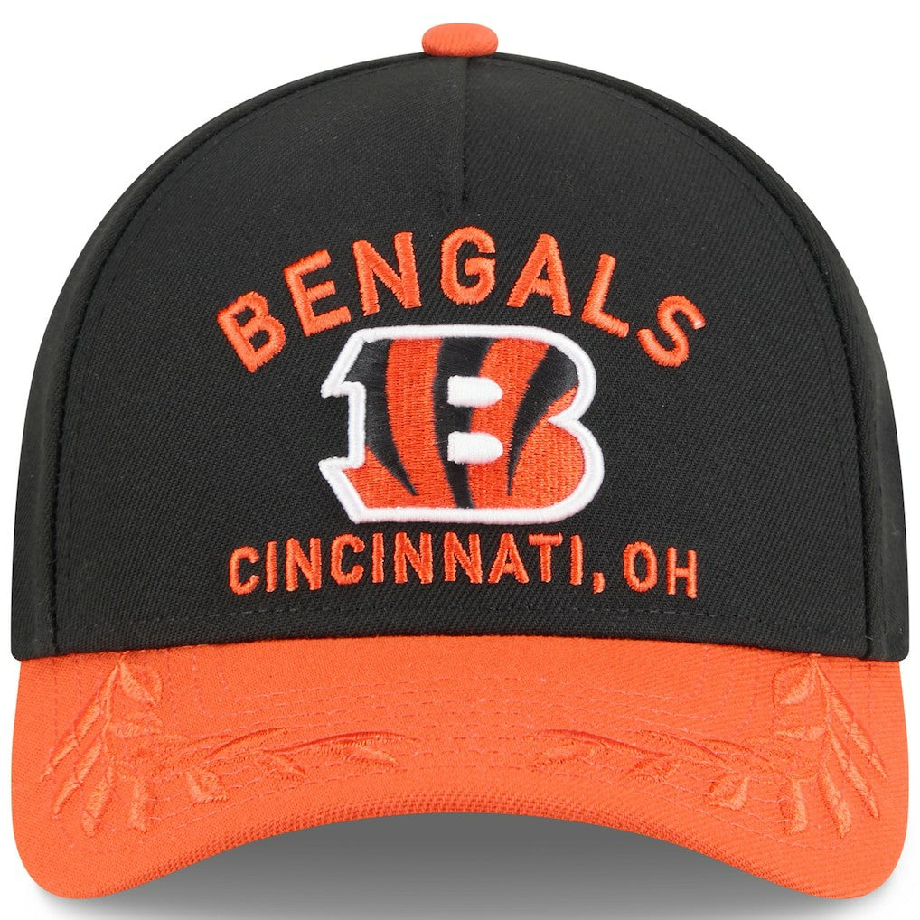 Cincinnati Bengals New Era Youth 2025 NFL Draft 9FORTY A-Frame M-Crown Adjustable Hat Black/Orange - NFL