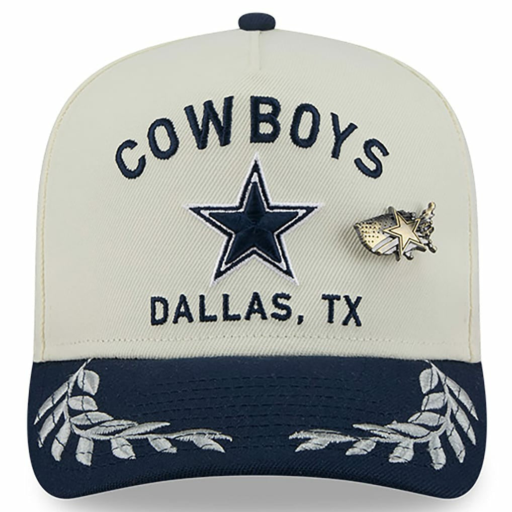 Dallas Cowboys New Era 2025 NFL Draft A-Frame 59FIFTY Fitted Hat Cream/Navy - NFL