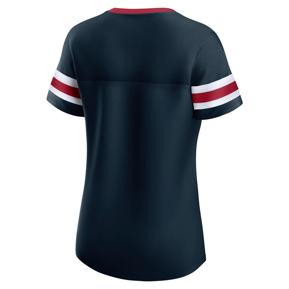 Houston Texans Women's Iconic Bling Athena Lace-Up V-Neck T-Shirt Navy - Fanatics