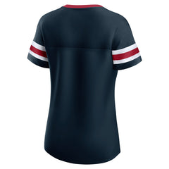 Houston Texans Women's Iconic Bling Athena Lace-Up V-Neck T-Shirt Navy - Fanatics