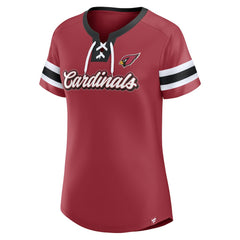 Arizona Cardinals Women's Iconic Bling Athena Lace-Up V-Neck T-Shirt Cardinal - Fanatics