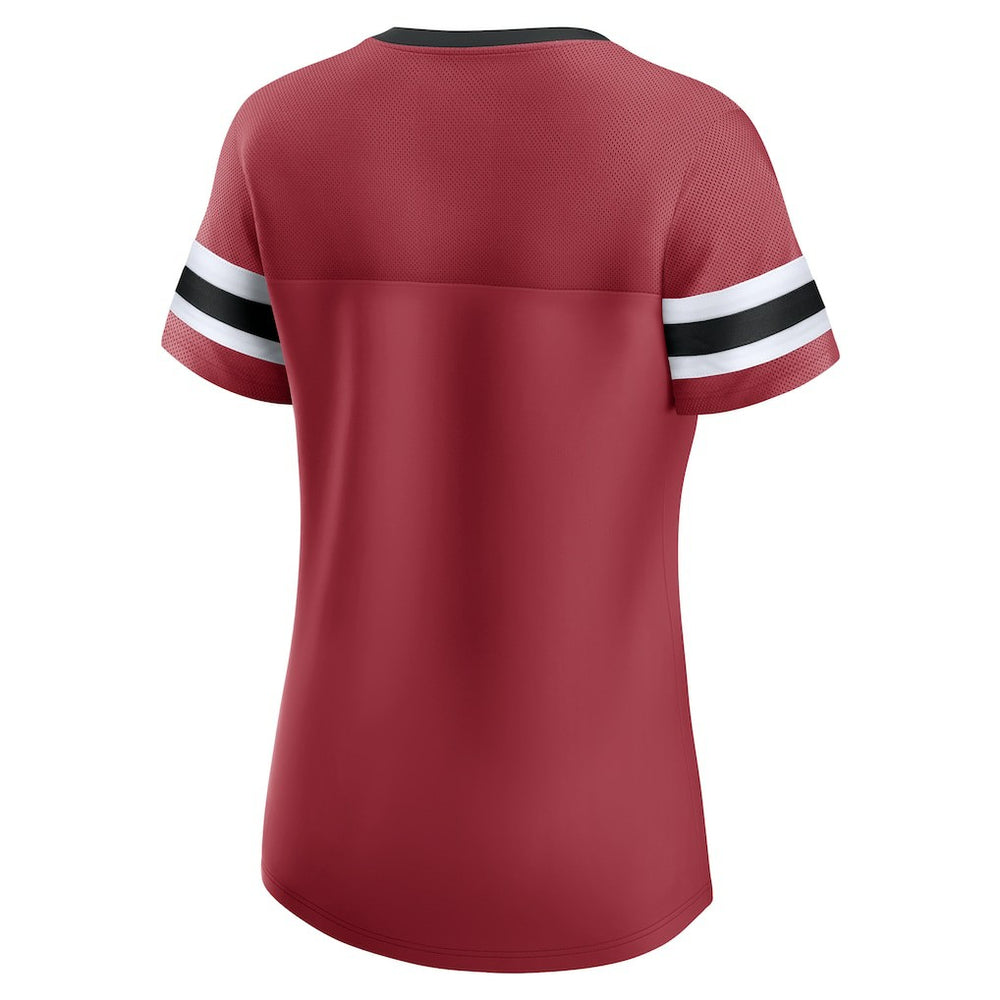 Arizona Cardinals Women's Iconic Bling Athena Lace-Up V-Neck T-Shirt Cardinal - Fanatics