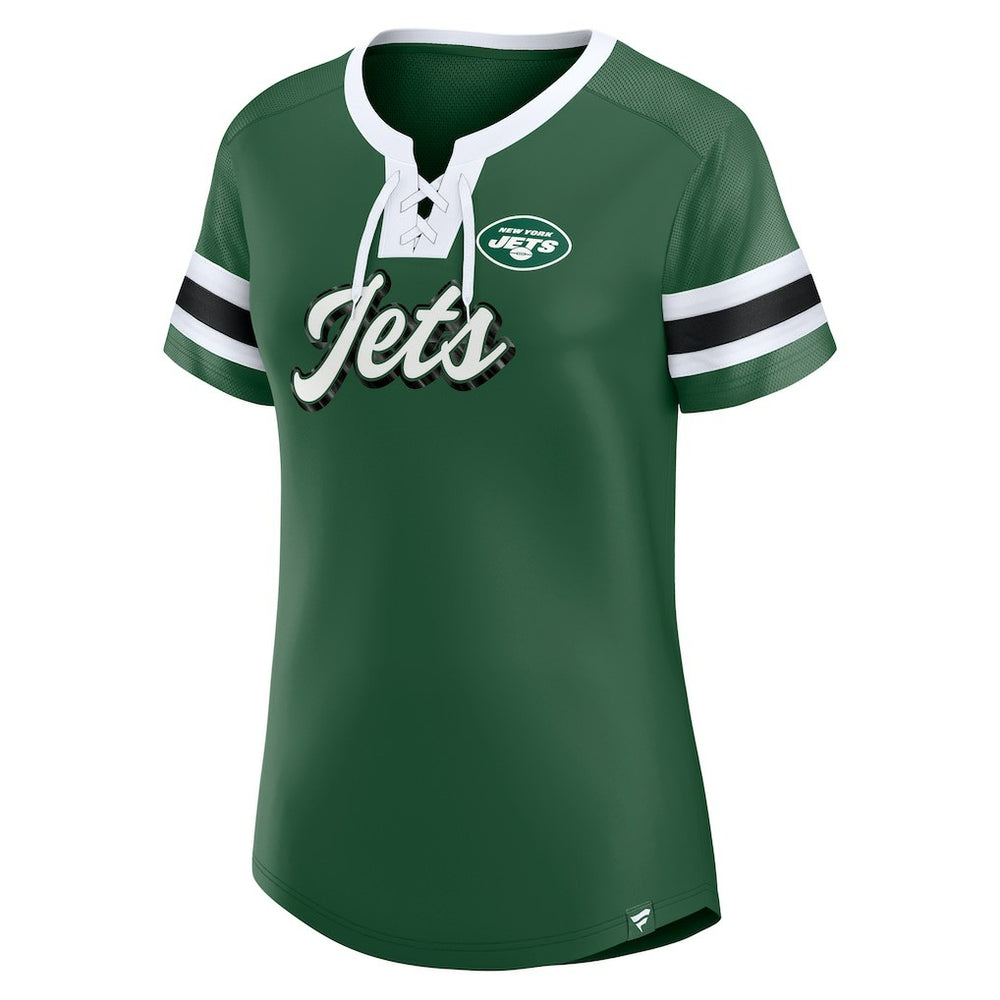 New York Jets Women's Original State Lace-Up T-Shirt Green - Fanatics