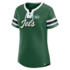 New York Jets Women's Original State Lace-Up T-Shirt Green - Fanatics