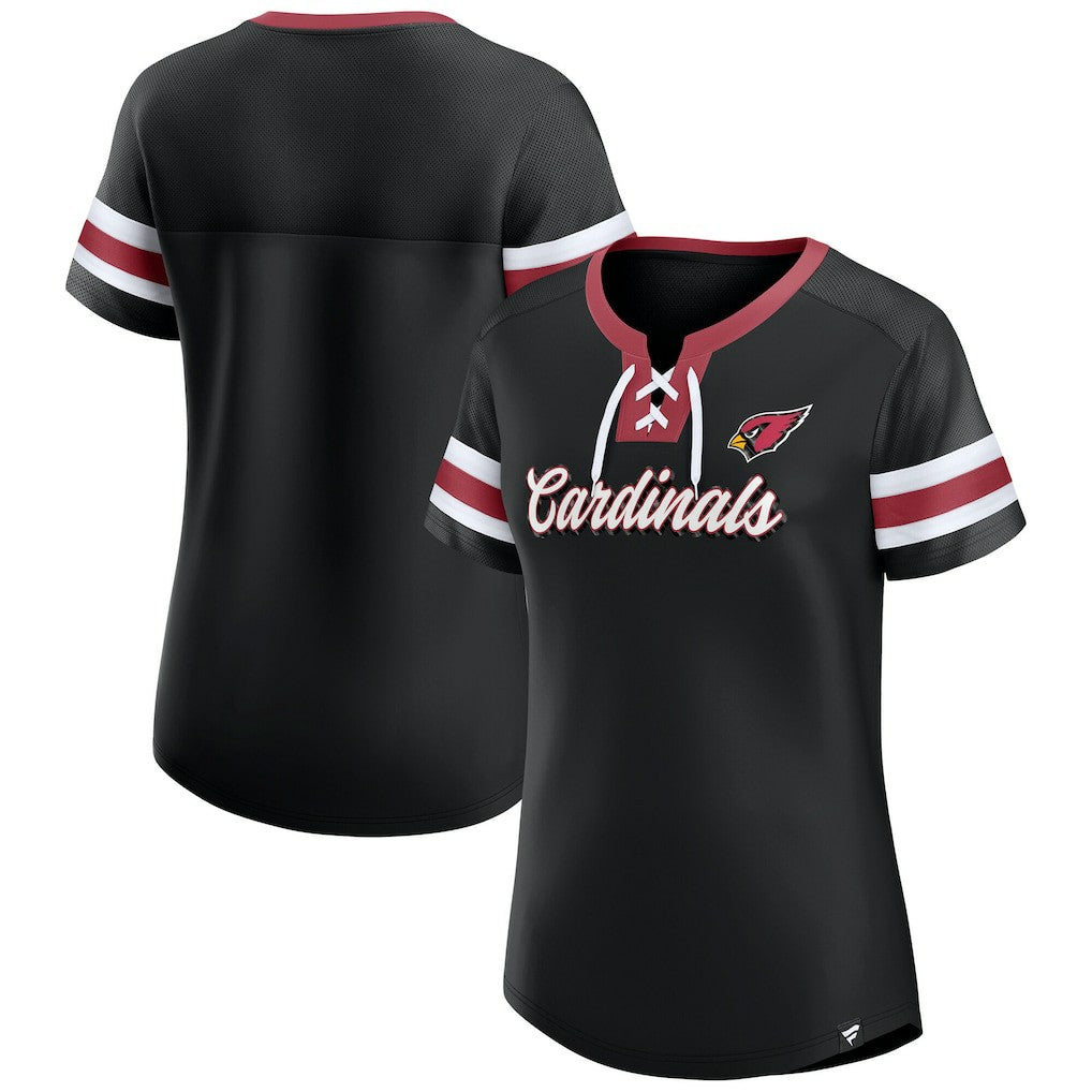 Arizona Cardinals Women's Original State Lace-Up T-Shirt Black - Fanatics
