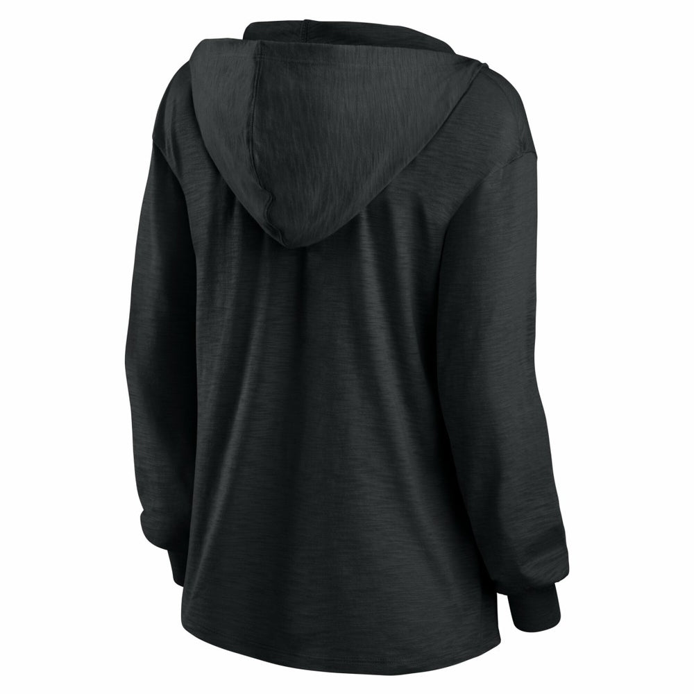Green Bay Packers Women's Blackout Slub Hoodie V-Neck Long Sleeve T-Shirt - Fanatics