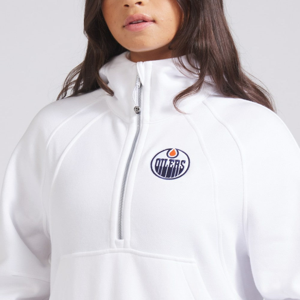 Edmonton Oilers - lululemon Women's Scuba Oversized Half-Zip Hoodie White