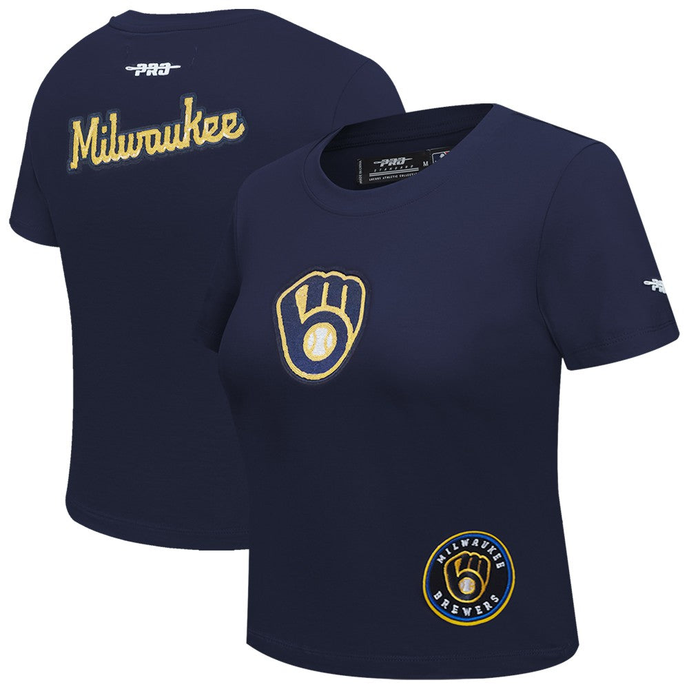Milwaukee Brewers Pro Standard Women's Game Day Classics Baby Doll Cropped T-Shirt Online