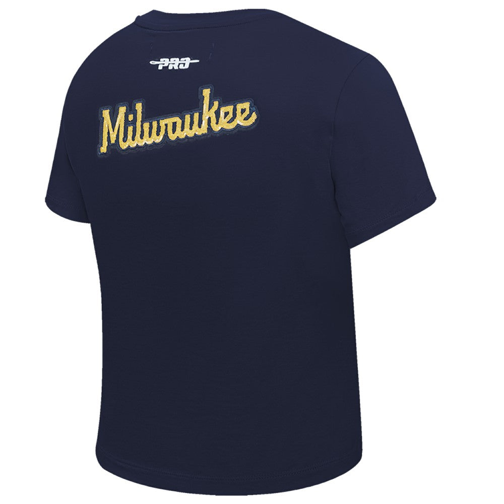 Milwaukee Brewers Pro Standard Women's Game Day Classics Baby Doll Cropped T-Shirt Online