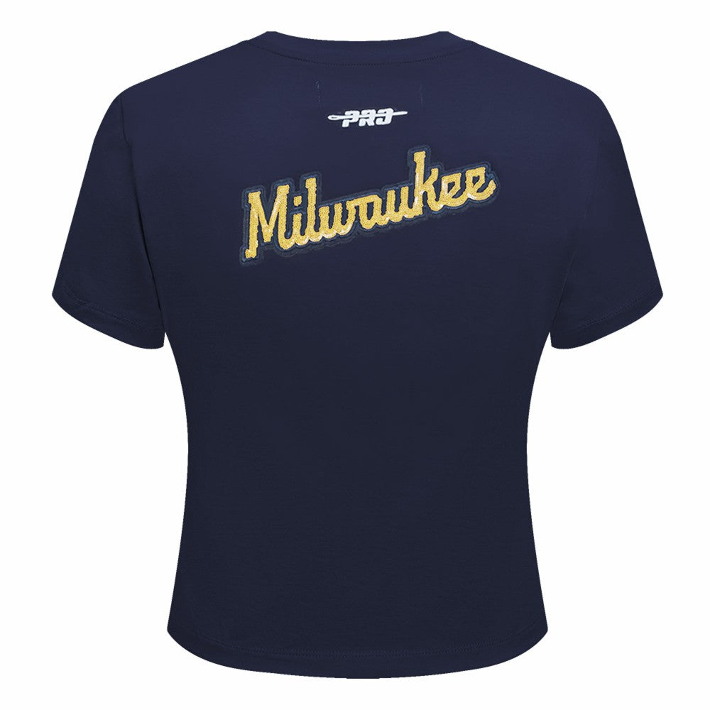 Milwaukee Brewers Pro Standard Women's Game Day Classics Baby Doll Cropped T-Shirt Online